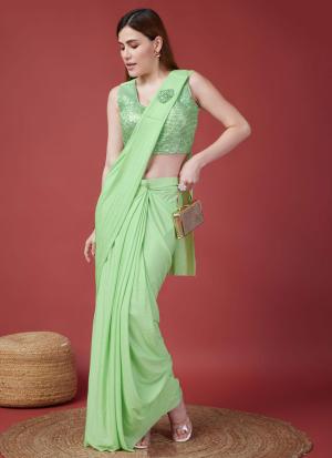 Elegant Sequin Work Ready-To-Wear Saree