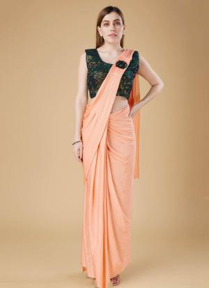 Orange Crush Sequin Work Ready-To-Wear Party Saree