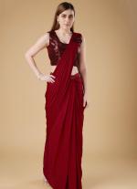 Maroon Ready To Wear Party Saree with Blouse