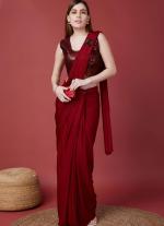 Maroon Ready To Wear Party Saree with Blouse