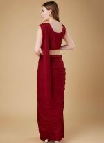Maroon Ready To Wear Party Saree with Blouse