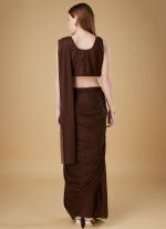 Brown Ready To Wear Party Saree with Blouse