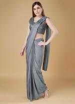 Grey Ready To Wear Party Saree with Blouse