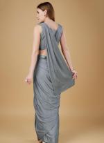 Grey Ready To Wear Party Saree with Blouse