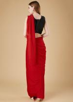 Red Ready To Wear Party Saree with Blouse