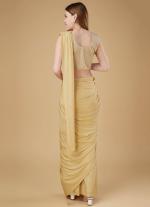 Cream Ready To Wear Party Saree with Blouse