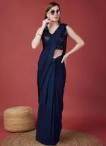 Blue Ready To Wear Party Saree with Blouse