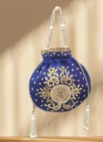 Blue Handmade Pearl Wedding Clutch