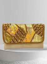 Golden Radiance Beaded Clutch