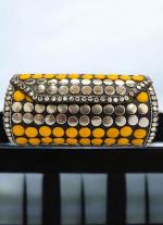 Golden Bloom Beaded Clutch