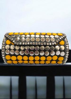 Golden Bloom Beaded Clutch