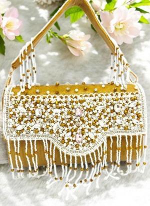 Golden Elegance Beaded Clutch