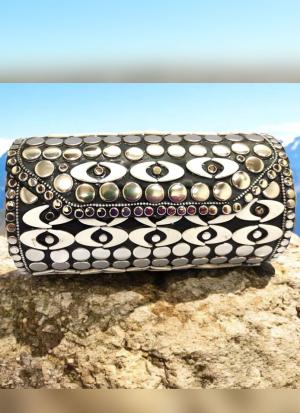 Golden Majesty Beaded Box Clutch