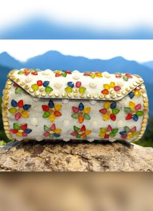 Floral Beaded Box Clutch