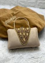 Beige Handwork Zari Clutch