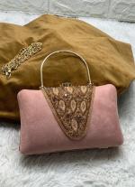 Pink Handwork Zari Clutch