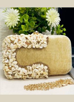Off-White Hand Work Clutch