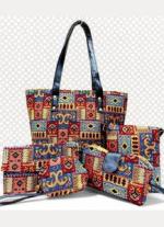 Multi Color  Ikkat 5 Piece Hand Bag