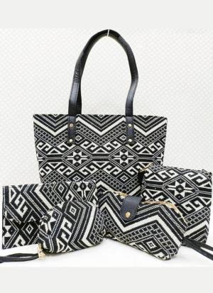 Grey Ikkat 5 Piece Hand Bag