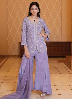Lavender Grace Embroidered Tunic Set