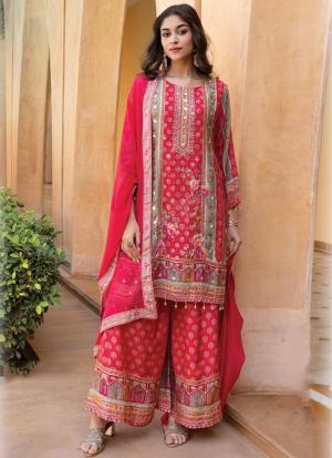 Regal Red Embroidered Kurta Set