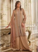 Beige & Gold Embroidered Tunic Set