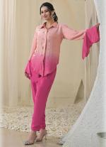 Gradient Pink Embroidered Tunic Set
