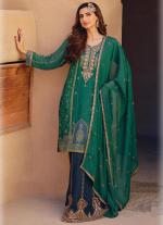 Green & Gold Embroidered Tunic Set
