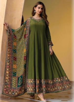 Emerald Grace Embroidered Chiffon Suit