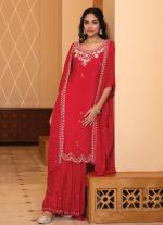 Red Embroidered Tunic Set