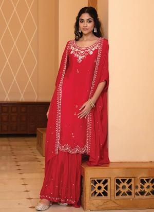 Red Embroidered Tunic Set