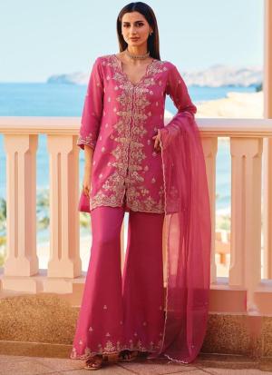 Pink & Gold Embroidered Kurta Set