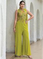 Bright Green Embroidered Sleeveless Set