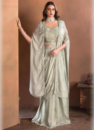 Light Green Embroidered Lehenga Set