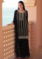 Deep Blue Embroidered Silk Ensemble with Dupatta