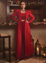 Crimson Luxe Embroidered Ensemble