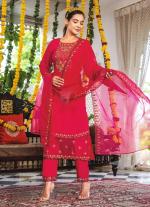 Deep Red Emroidered Straight Salwar Kameez