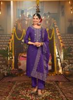 Deep Purple Emroidered Straight Salwar Kameez