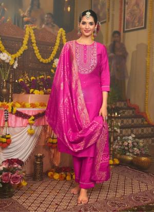 Pink Embroidered Straight Salwar Kameez