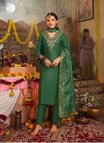 Dark Green Embroidered Straight Salwar Kameez