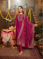 Megenta Pink Embroidered Straight Salwar Kameez