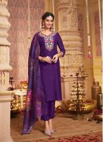 Purple Embroidered Straight Salwar Kameez