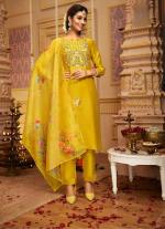 Yellow Embroidered Straight Salwar Kameez