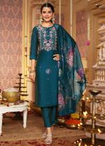 Dark Blue  Embroidered Straight Salwar Kameez