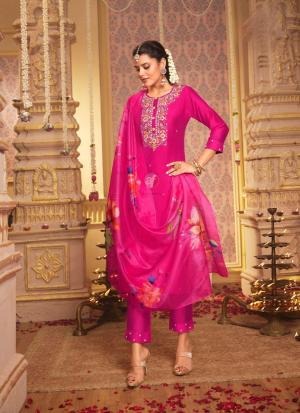Pink Embroidered Straight Salwar Kameez
