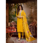 Yellow Embroidered Straight Salwar Kameez