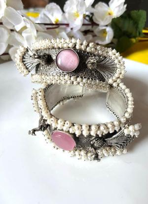 Pink and Silver Oxidised Bracelets