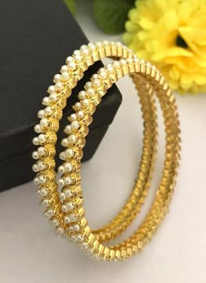 Regal Gold Pearl Bangles