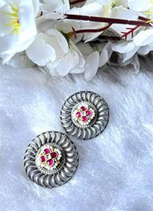 Pink And White Earrings