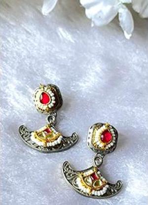 Red And Silver Earrings